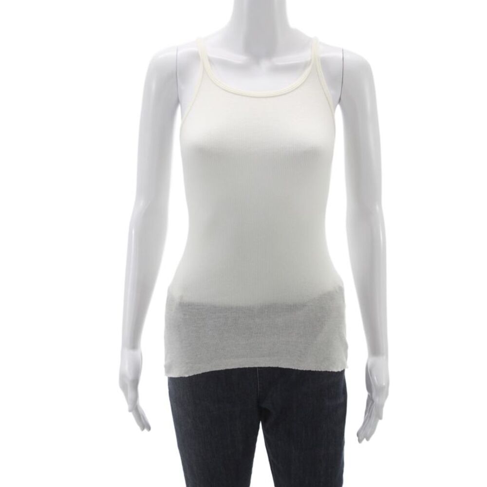 James Perse Womens White Ribbed Knit Scoop Neck Camisole Size 0